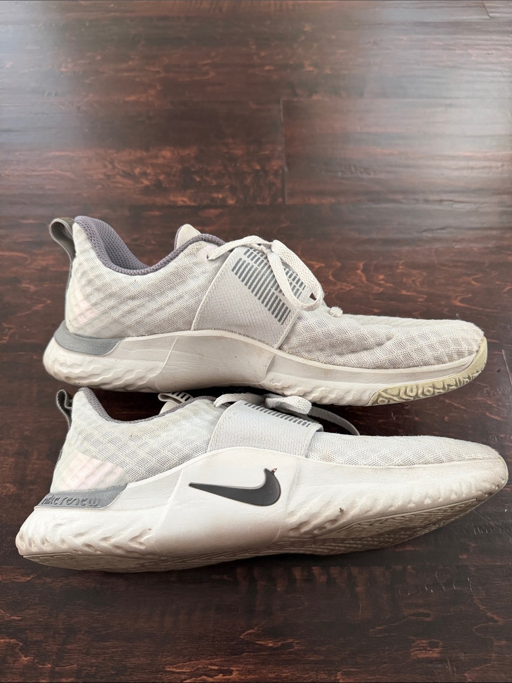 Nike Light Gray and White Slip-On Training Shoes